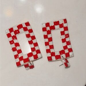 Red and White Checkered Earrings! Perfect for gamedays